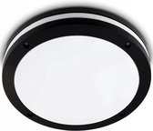 LED Plafondlamp - Badkamerlamp - Opbouw - Rond - E27 Fitting - Spatwaterdicht IP44 - Mat Zwart - Kunststof