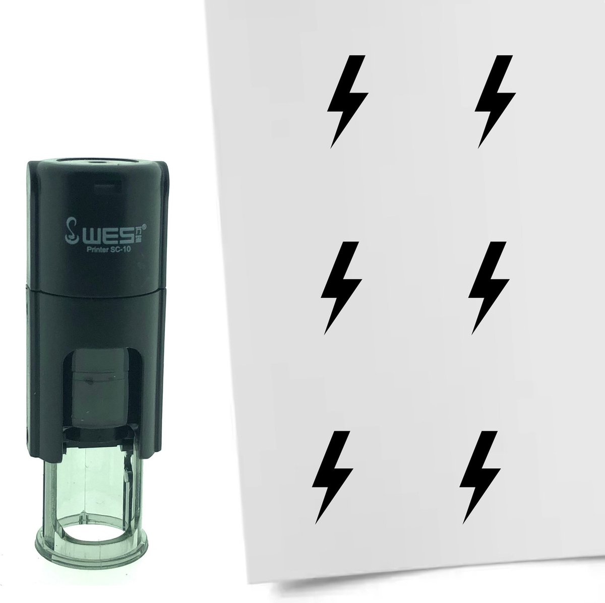 CombiCraft Stempel Bliksem 10mm rond - Zwarte inkt