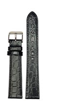 Bracelet de montre cuir véritable Croco noir mat 18mm