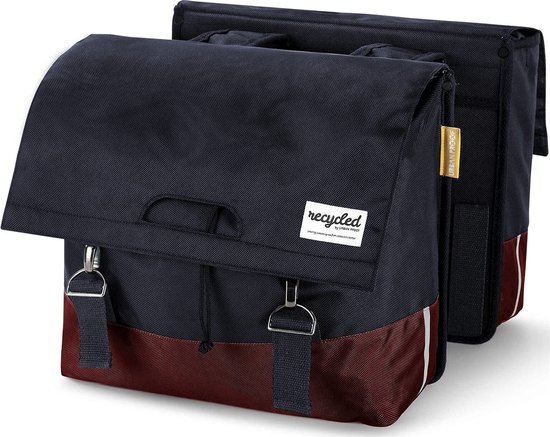 Gerecyclede dubbele fietstas Urban Proof 40 liter - bordeaux rood/grijs van Urban Proof — afbeelding 3