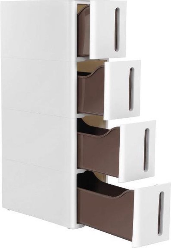Soof & Tess Armoire de cuisine étroite - armoire à 4 tiroirs pour ustensiles de Cuisine , épices, canettes, conserves - armoire de rangement - 45x17x84 cm