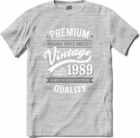 Vintage Legend Sinds 1989 - verjaardag en feest cadeau - Kado tip - T-Shirt - Unisex - Donker Grijs - Gemêleerd - Maat L