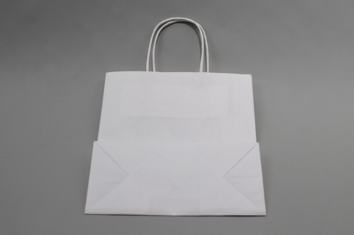 Draagtassen Papier Wit 26x12x35cm Kraft met gedraaid handvat (50 stuks)