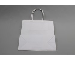 Draagtassen Papier Wit 26x12x35cm Kraft 90 g/gm met gedraaid handvat (50 stuks)