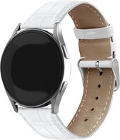 Strap-it smartwatch bandje 20mm - Luxe leren crocodile bandje geschikt voor Samsung Galaxy Watch 4 / 4 Classic / Watch 5 / 5 Pro / Watch 6 / 6 Classic / Watch 1 42mm / Galaxy Watch 3 41mm / Galaxy Active / Active 2 40 & 44mm / Gear Sport - wit