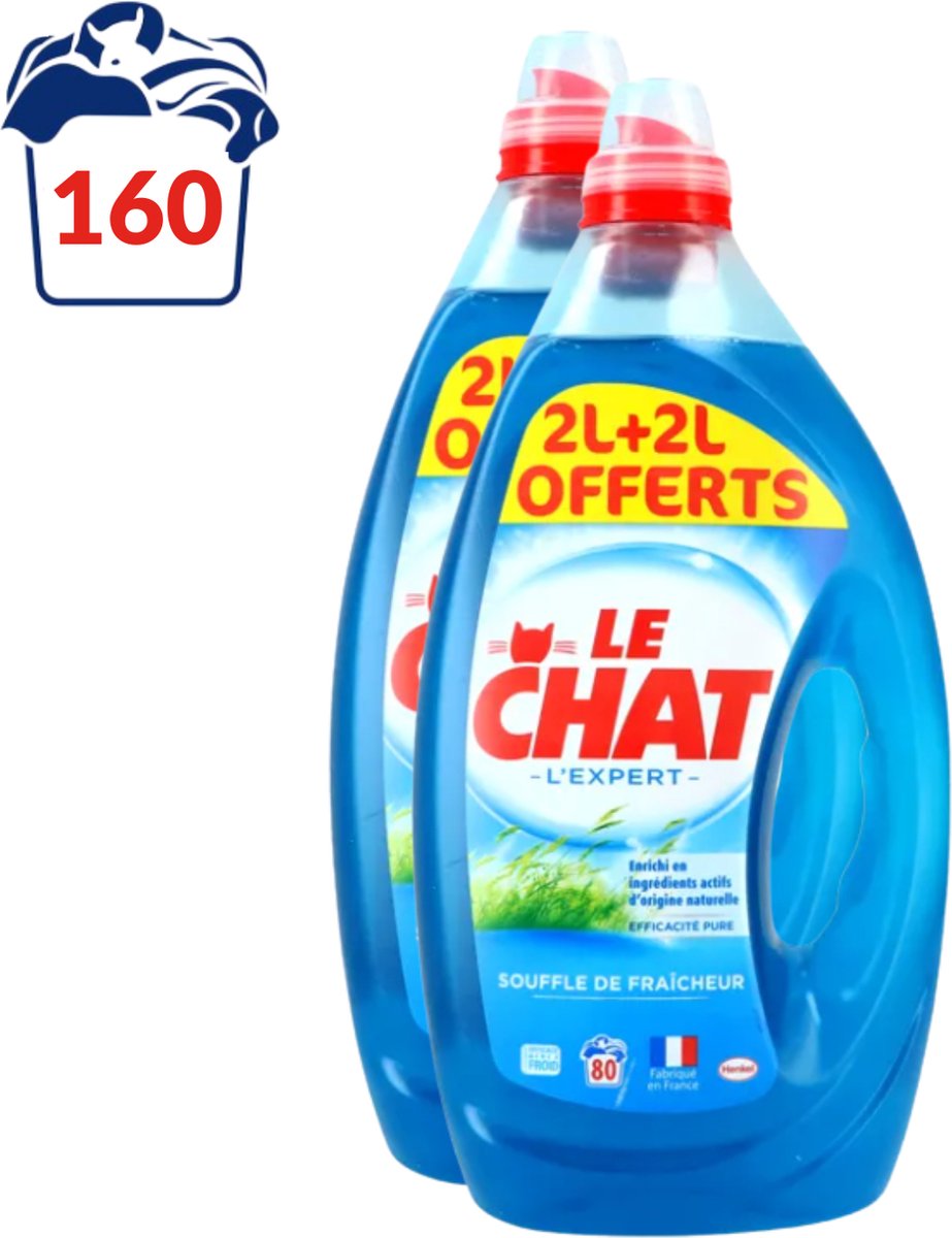 Le Chat vloeibaar wasmiddel Breath of Freshness - 8L goed voor 160 wasbeurten (2 x 4L)