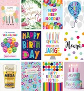 MGPcards - 12 wenskaarten met envelop - Gefeliciteerd - Verjaardag