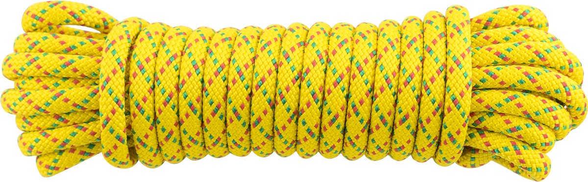 LEDENT gevlochten touw - Ø 10 mm x 10 mtr - Polypropyleen - Drijft op water - Groen/rood/geel