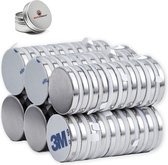 Brute Strength - Super sterke zelfklevende 3M magneten - Rond - 20 x 3 mm - 60 Stuks - Kleef Magneten - Neodymium magneet sterk - Voor koelkast - whiteboard