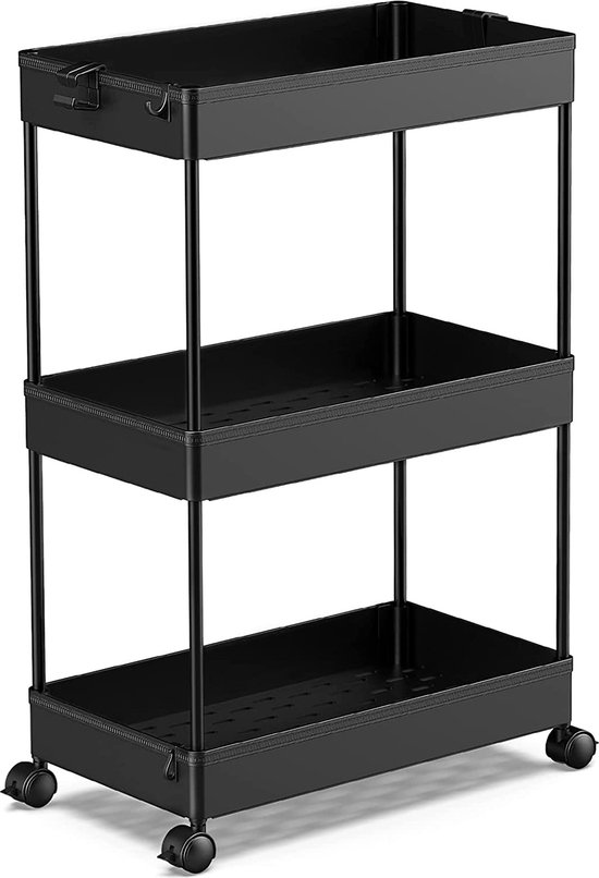 Wopeite Keukenwagen met 4 niveaus, keukenrek, nisrek op wielen, rolwagen, nissenrek 13 cm breed, opbergrek voor keuken, kantoor, badkamer, waskeuken, kunststof 40 x 13 x 86 cm Wopeite Keukenwagen met 4 niveaus, keukenrek, nisrek op wielen, rolwagen, nissenrek 13 cm breed, opbergrek voor keuken, kantoor, badkamer, waskeuken, kunststof 40 x 13 x 86 cm