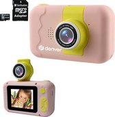 Denver Kindercamera Incl. 32GB SD Kaart - 2 in 1 Camera - FLIP LENS voor Selfies - 40MP - FULL HD - Speelgoed Fototoestel - KCA1350 - Roze