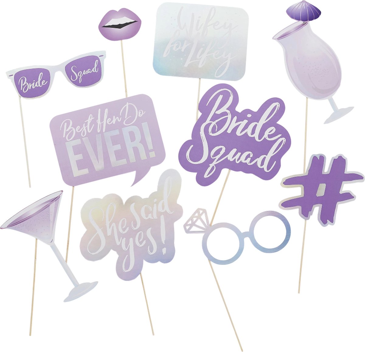 She Said Yes' Paars & Iridescent - 10 stuks