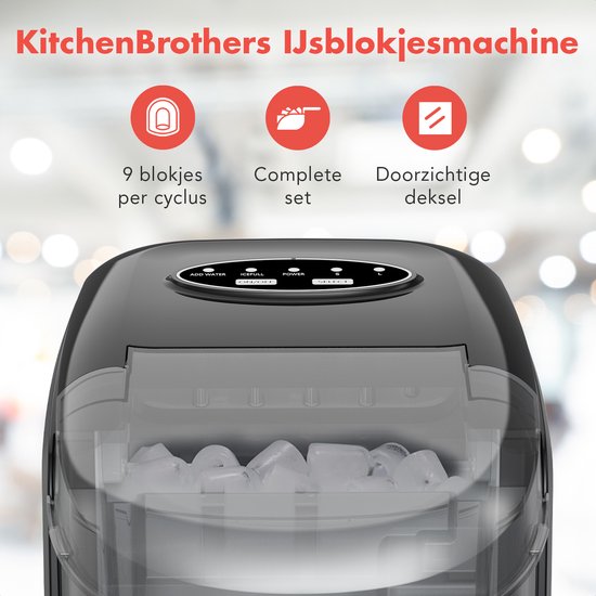 KitchenBrothers IJsblokjesmachine - 1.6L - Zelfreinigingsfunctie -  IJsblokmaker met... | bol