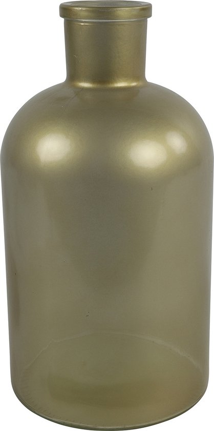 Countryfield bloemen/takken Vaas - mat goud - glas - Apotheker fles vorm - D14 x H27 cm