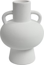 Countryfield Amphora kruik/vaas - wit terracotta - D13 x H18 cm - smalle opening