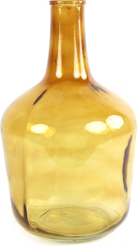 Countryfield Vaas - transparant goudgeel - glas - XL fles - D25 x H42 cm