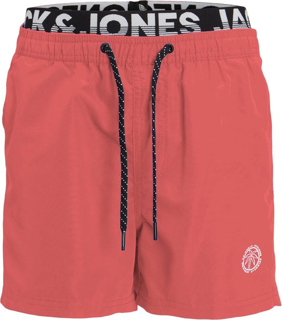 Jack & Jones Junior Shorts de bain Garçons JPSTFIJI Double Waistband Hot Coral - Taille 128 - Maillot de bain