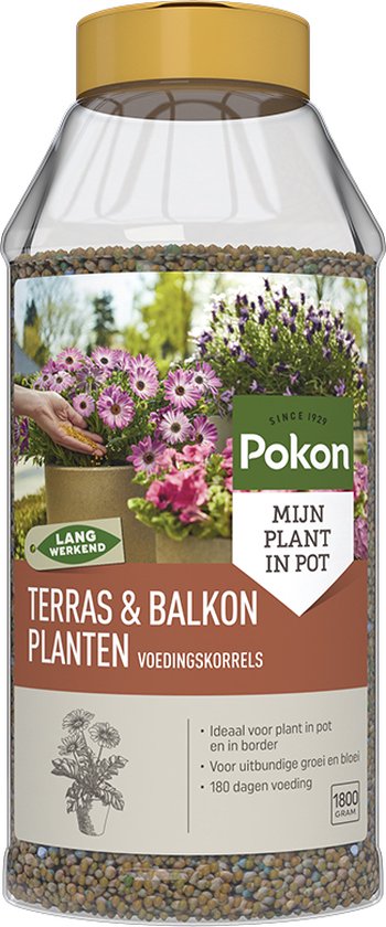 Pokon Terras & Balkon Planten Voedingskorrels - 1800gr - Plantenvoeding - Osmocote - Voor plant in pot en border