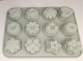 EIZOOK Moule à pâtisserie en silicone - 12 formes différentes - Tartes - Mousses - Gelées - Glaces - Gris