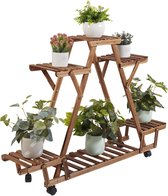 Plantenrek - Wandrek - Voor Planten - Driehoek vorm - Ladder Kast - 6 Planken - 6 Laags - Plantenrek - Bamboe - Binnen/buiten