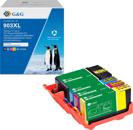 G&G 903XL Cartouches d'encre Compatibles avec HP 903 XL Haute Capacité /  Pack de 4