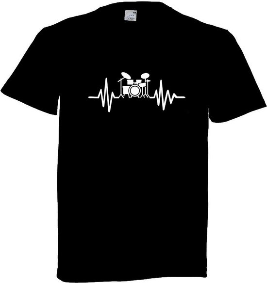 Grappig T-shirt - hartslag - heartbeat - drummen - drumstel - muziek - maat 3XL
