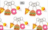 48x Sleutelhanger Fastfood - Hamburger- Donut - friet - pizza - Festival uitdeel fun food restaurant