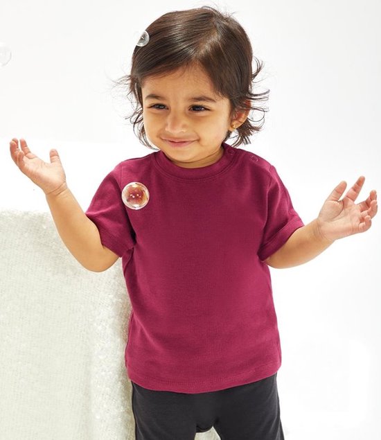 BabyBugz - T-Shirt Bébé - Rouge Bordeaux - 100% Katoen Biologique - 62- 68