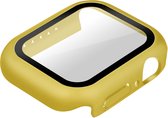 Hoes Geschikt voor Apple Watch Serie 7 (45mm) Stevig Extra Dun, Beschermglas – Geel