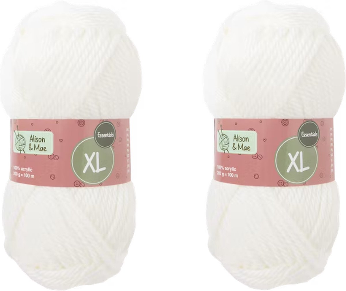 Laine à tricoter Alison & Mae | Blanc | 2 ampoules | 9 - 10 mm d'épaisseur  | 100%... | bol