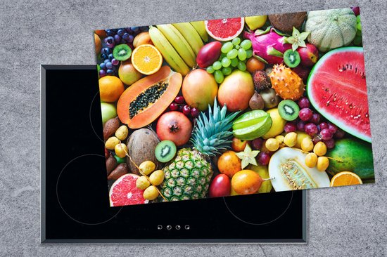 KitchenYeah® Inductie beschermer 77x51 cm - Fruit - Ananas - Tropisch - Kookplaataccessoires - Afdekplaat voor kookplaat - Inductiebeschermer - Inductiemat - Inductieplaat mat