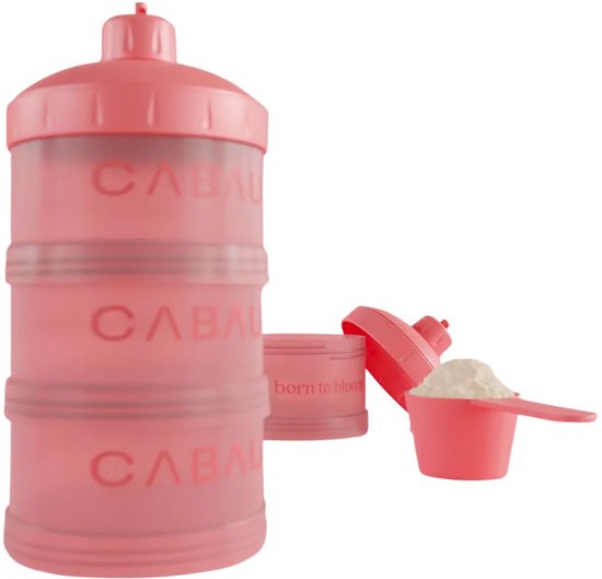 Foto: Cabau lifestyle poedertoren poederbakjes pink 3 stuks handige doseerdop bpa vrij vaatwasserbestendig ideaal om je supplementen overal mee naartoe te nemen