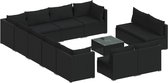 vidaXL - 13-delige - Loungeset - met - kussens - poly - rattan - zwart