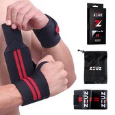 ZEUZ® 2x Fitness & CrossFit Polsband - Wrist wraps – Krachttraining – Polsbrace – Rood & Zwart