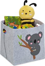 Relaxdays opbergmand kinderkamer - vilten speelgoedmand met dier - opbergbox speelgoed - koala