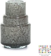 Design Vaas TORCH SMALL - Fidrio ROCKY GREY - glas, mondgeblazen bloemenvaas - diameter 8 cm hoogte 20 cm