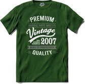 Vintage Legend Sinds 2007 - verjaardag en feest cadeau - Kado tip - T-Shirt - Unisex - Bottle Groen - Maat XL