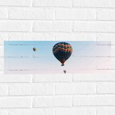 Muursticker - Veel Luchtballonnen in Licht Roze met Blauwe Lucht - 60x20 cm Foto op Muursticker