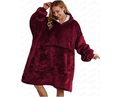 Cuddle Hoodie - Plaid met mouwen - Fleece plaid - Cadeau voor man - Vaderdag cadeau – vaderdag geschenk – vaderdag cadeuapekket - Hoodie deken - Hoodie - KPGO - Rood - Huggle hoodie - lekker zacht en dikke stof - Rood