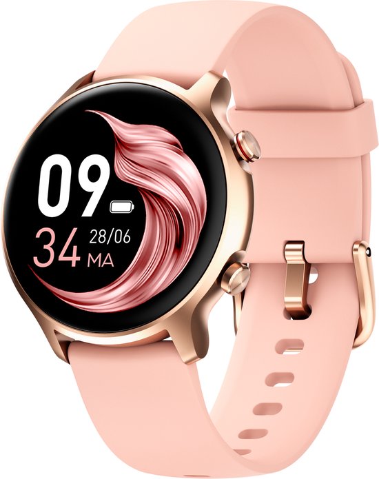 Lunis Smartwatch Dames Roze / Rosé Goud - Apple & Android - Kinderen - Touchscreen
