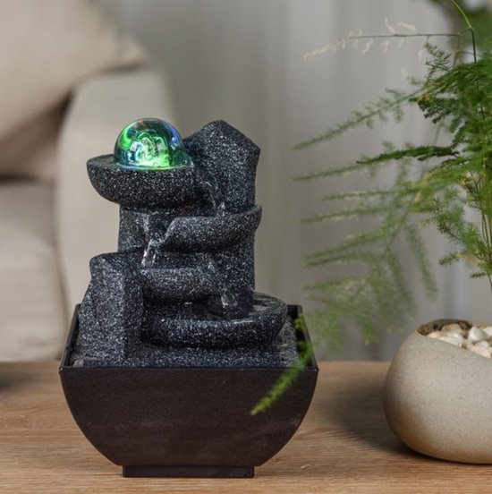 Tafelfonteinen Tafelblad Fontein Keramiek Stromend Water Ornament Nieuwe Chinese Zen Home Feng Shui Aantrekken van Rijkdom Bevochtiging Landschap Kantoor Desktop Decoraties Meditatie Fontein