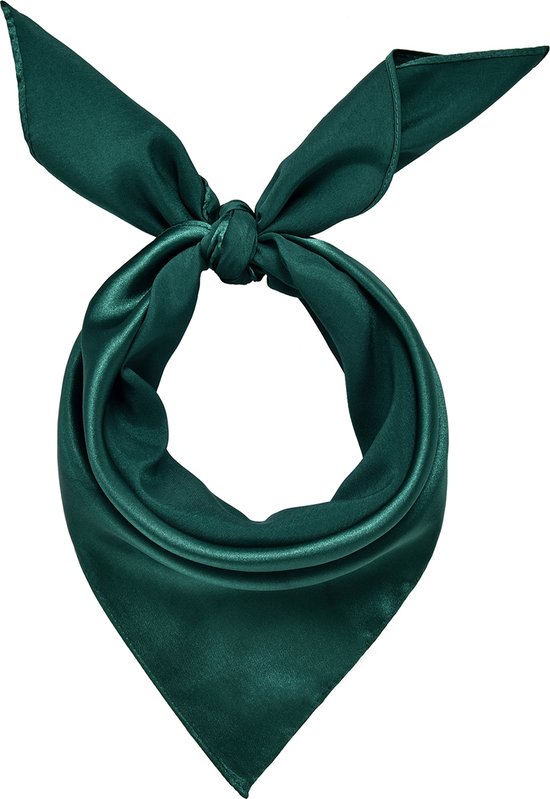 Emilie scarves - sjaal - satijn - donkergroen - vierkant 60*60 cm