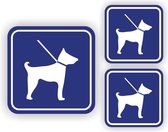 Honden aangelijnd sticker set van 3 stickers.