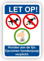 Honden poepen, plassen verboden opruimen verplicht sticker.