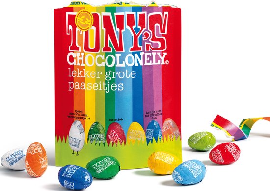 Tony's Chocolonely Paaseitjes Chocolade - Mix aan Paaseieren - 8 Smaken Chocolade Eitjes - Uitdeelzak Pasen - Paaschocolade - Paascadeautjes voor Kinderen - 1 x 255 Gram Paaseieren - Tony's Chocolonely