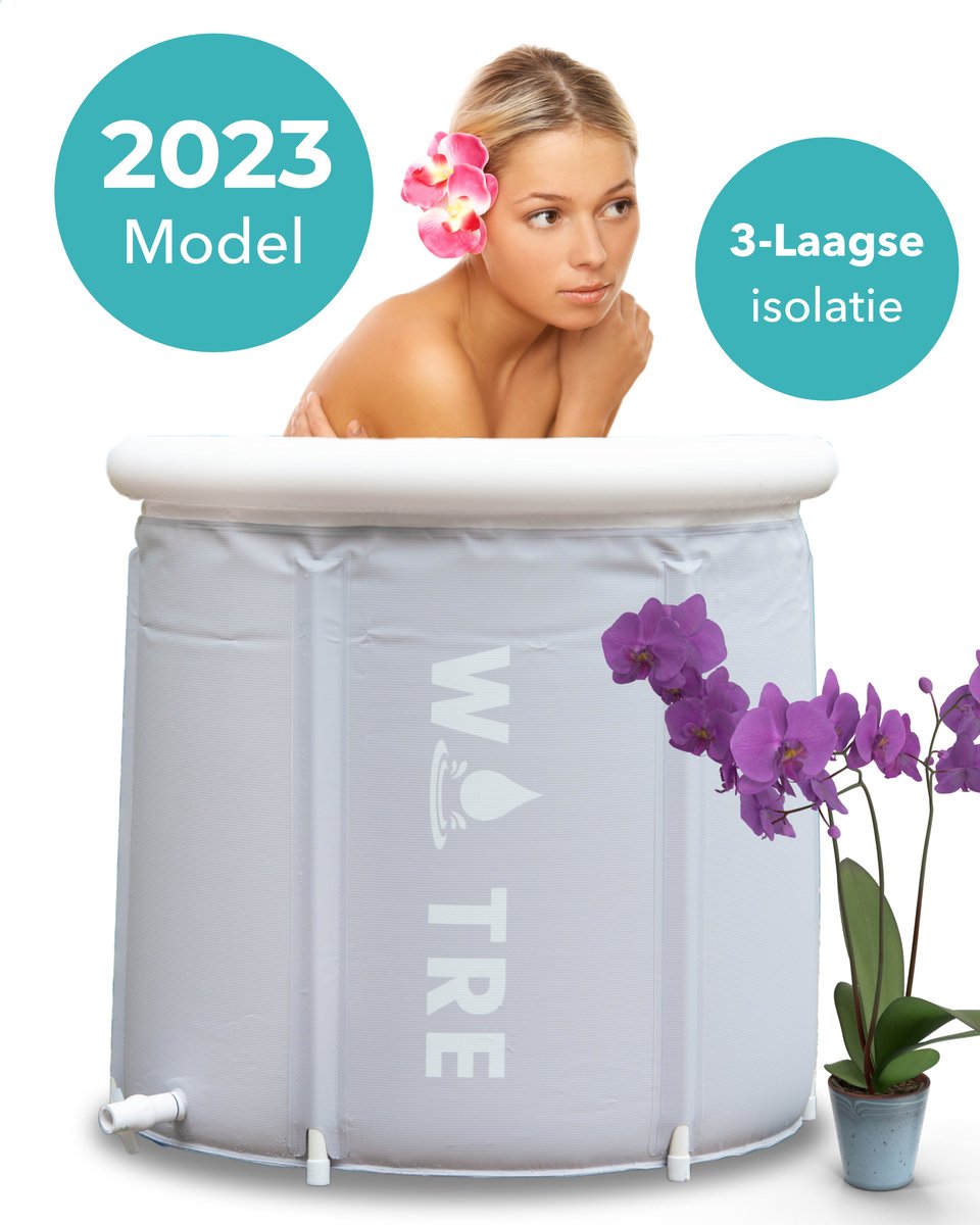 WOTRE Zitbad - Ijsbad - bad voor volwassenen - Ice Bath - Mobiele badkuip - Grijs - 180L