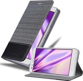 Cadorabo Hoesje geschikt voor Honor 7 in GRIJS ZWART - Beschermhoes met magnetische sluiting, standfunctie en kaartvakje Book Case Cover Etui