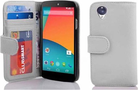 Étui Cadorabo pour LG Google NEXUS 5 en MAGNÉSIUM BLANC - Housse de protection avec fermeture magnétique et 3 emplacements pour cartes Book Case Cover Etui