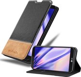 Cadorabo Hoesje geschikt voor LG K10 2016 in ZWART BRUIN - Beschermhoes met magnetische sluiting, standfunctie en kaartvakje Book Case Cover Etui