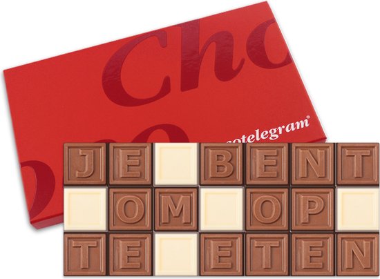 Chocolade Cadeau 21 blokjes | "JIJ BENT OM OP TE ETEN" | liefdescadeau